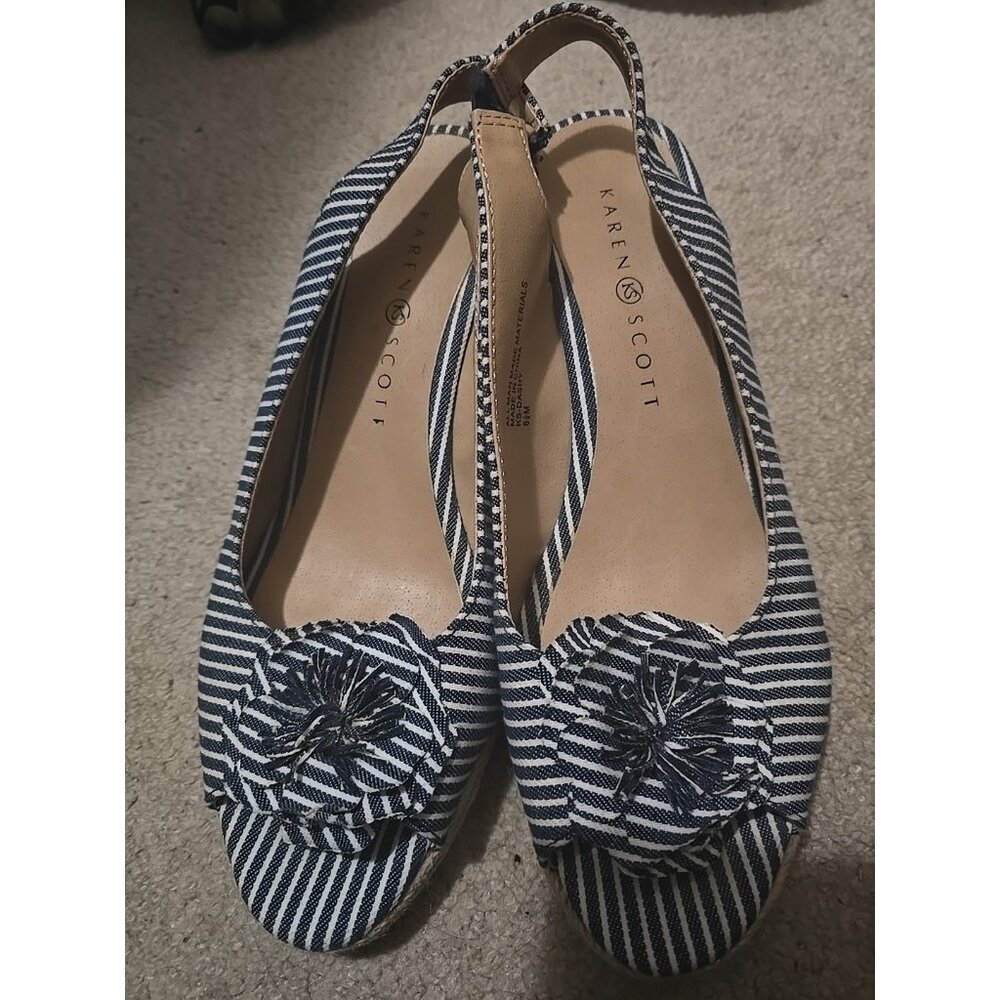Karen Scott Wedge Slingback Dashy Size 8.5 Peep Toe.